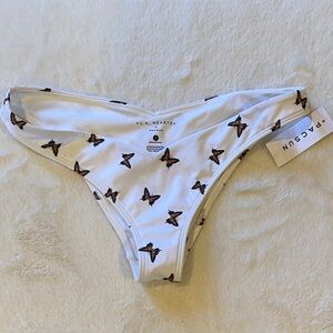 La Hearts White Bikini Bottom with Butterfly Design